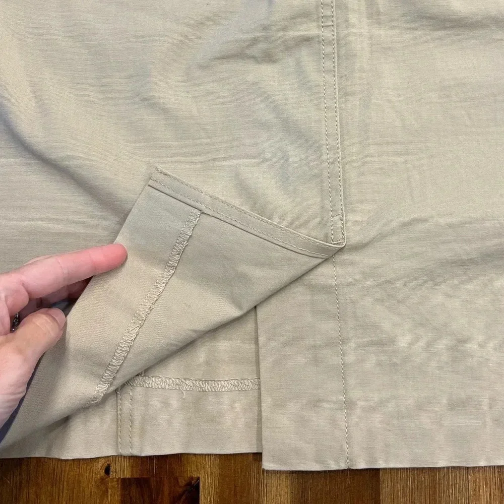 Jones New York sport tan khaki mini skirt, size 8 button front stretch - Picture 3 of 8